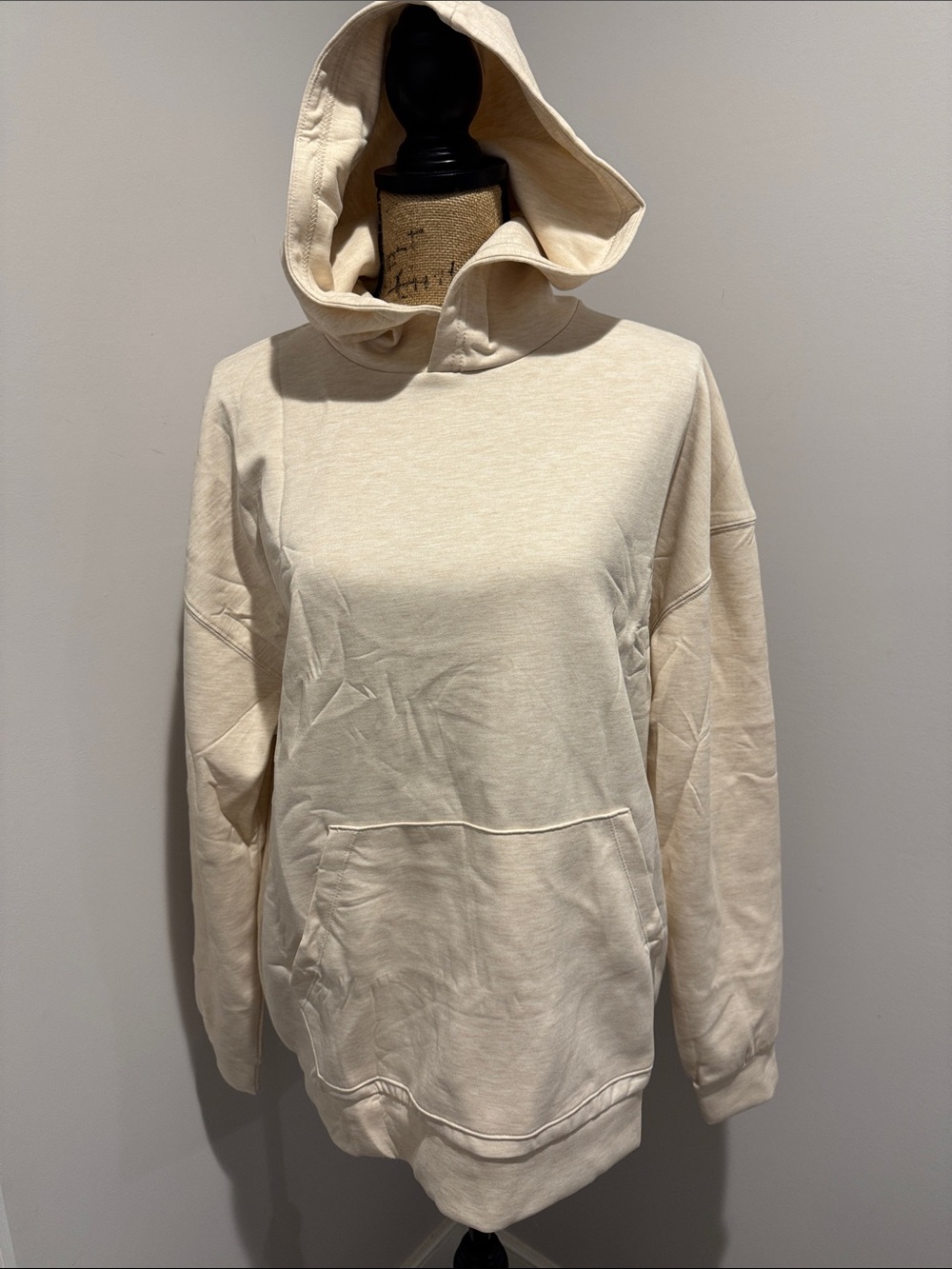 NWT Women’s Zenana Outfitters Heathered Beige Hooded Pullover Sweatshirt
